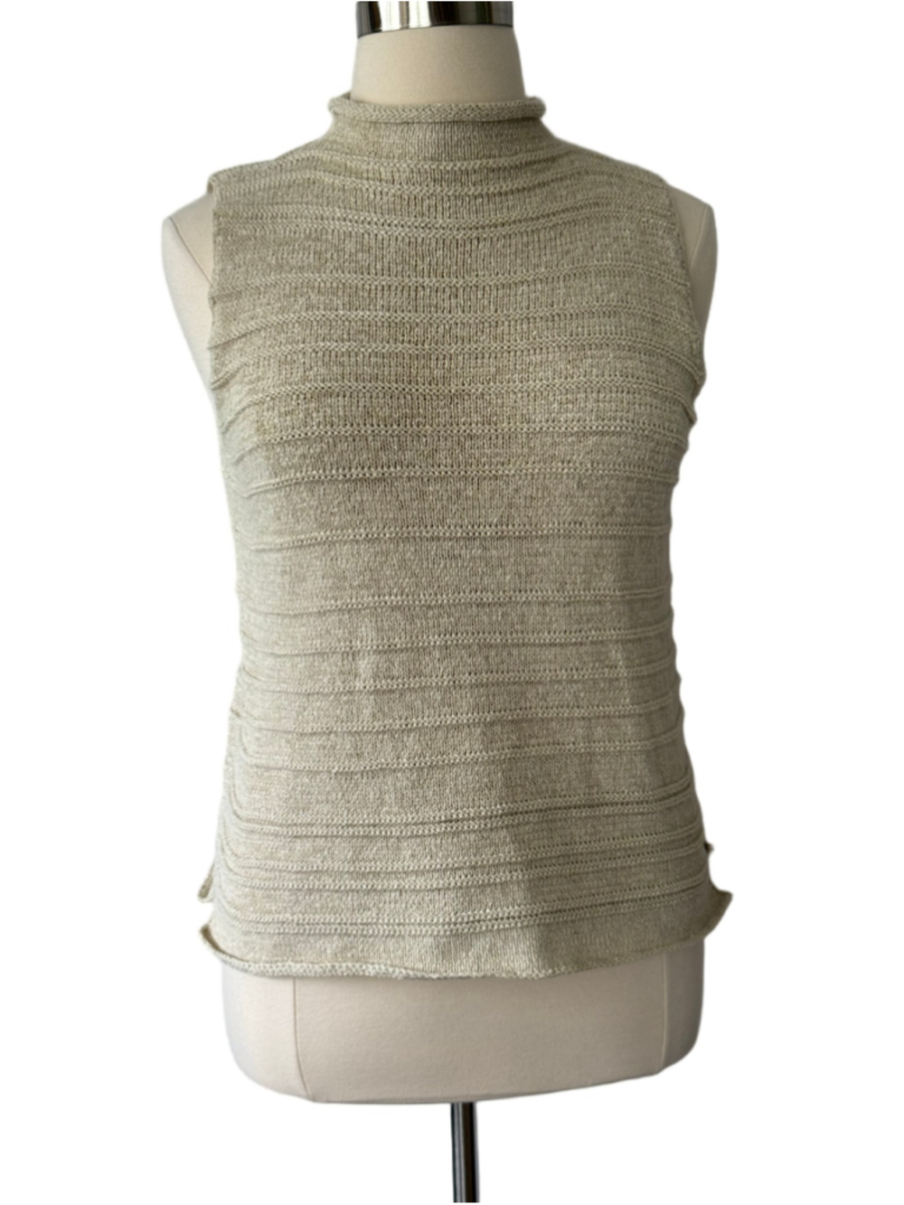 Chico's Design Sleeveless Mock Neck Knit Tank Top Beige Size 16 (Chico’s 3)